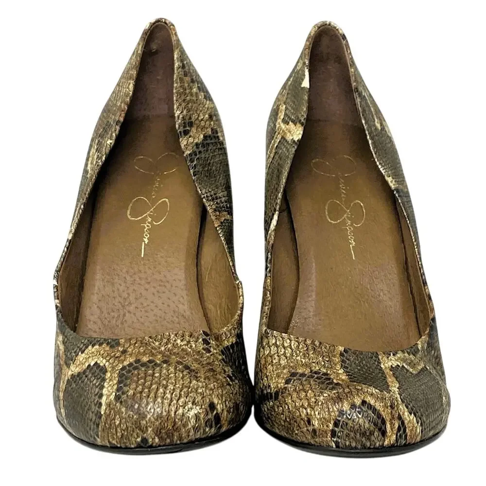 JESSICA SIMPSON Brown Snakeskin Pumps 4